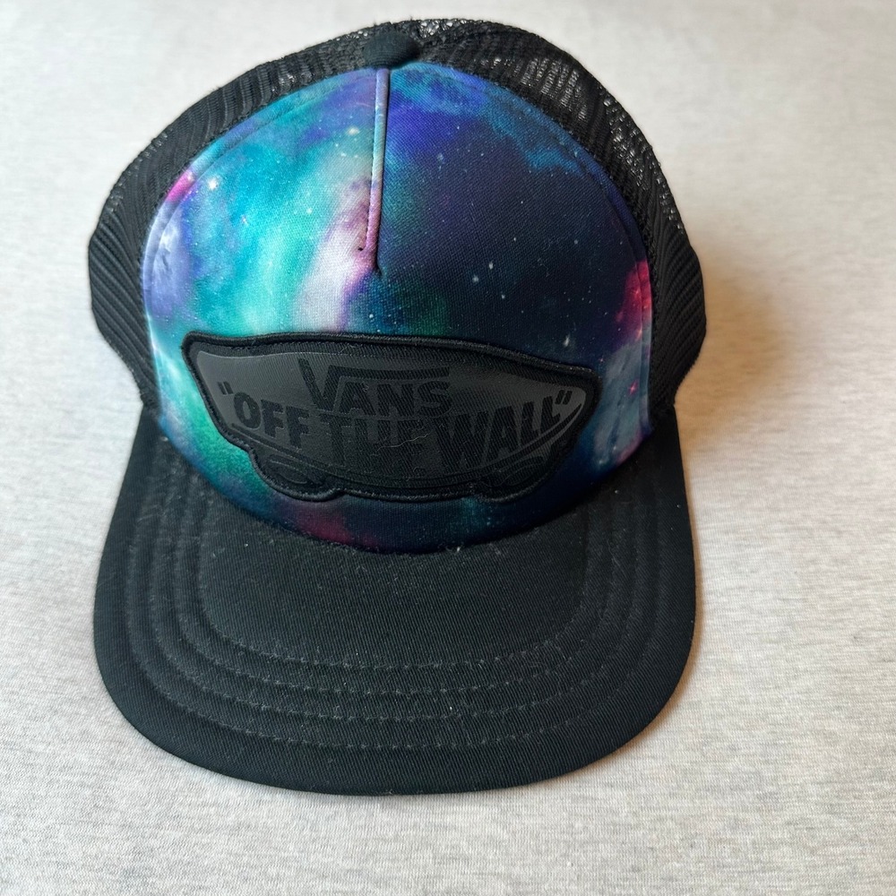 Vans Off The Wall Galaxy Nebula Trucker Hat Black‎ Mesh Snapback Cap Space Print